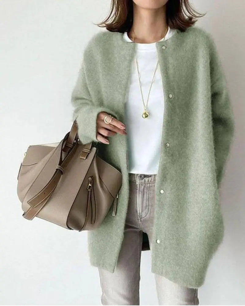 Women's Warm Premium Wool-Blend Knit Sweater Cardigan