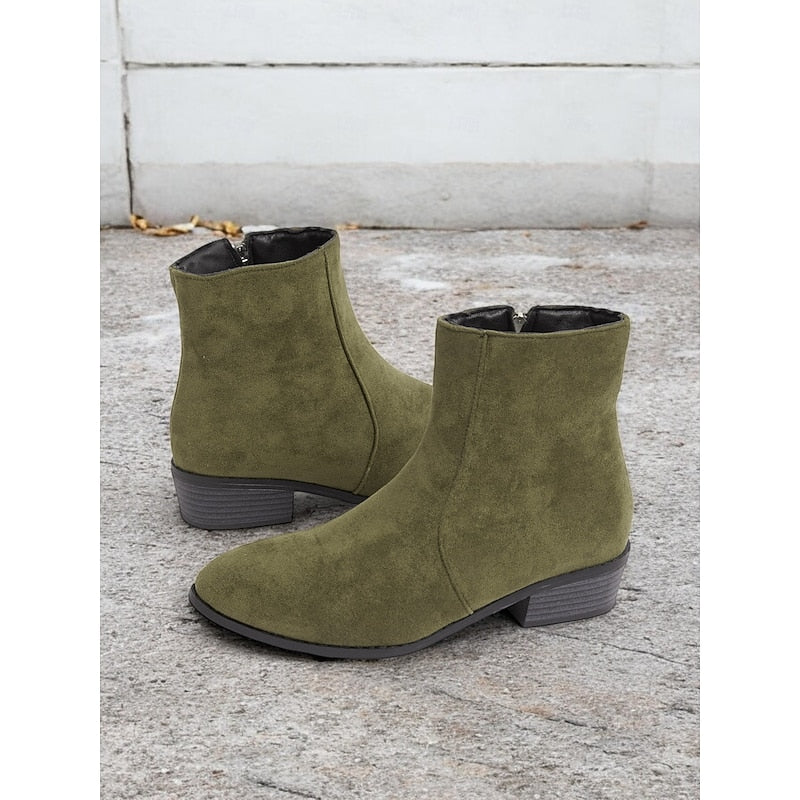 Women's Tailored Ankle Booties with Low Block Heel