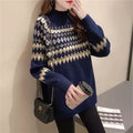 Women's Winter Turtleneck Sweater with Fair Isle Body