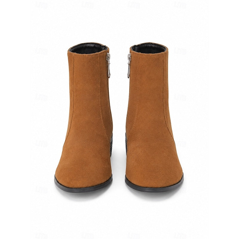 Women's Tailored Ankle Booties with Low Block Heel