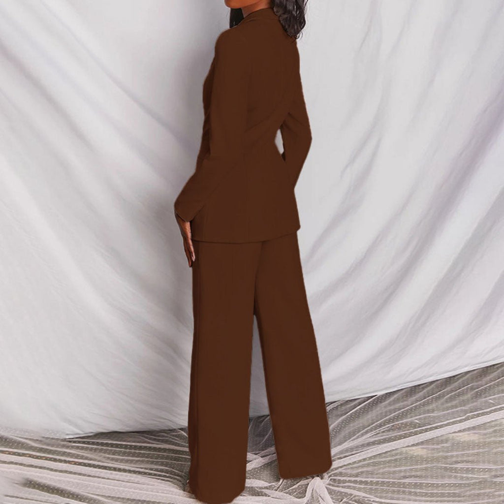 Women's Coordinated Office Evening Blazer Wide-Leg Suit