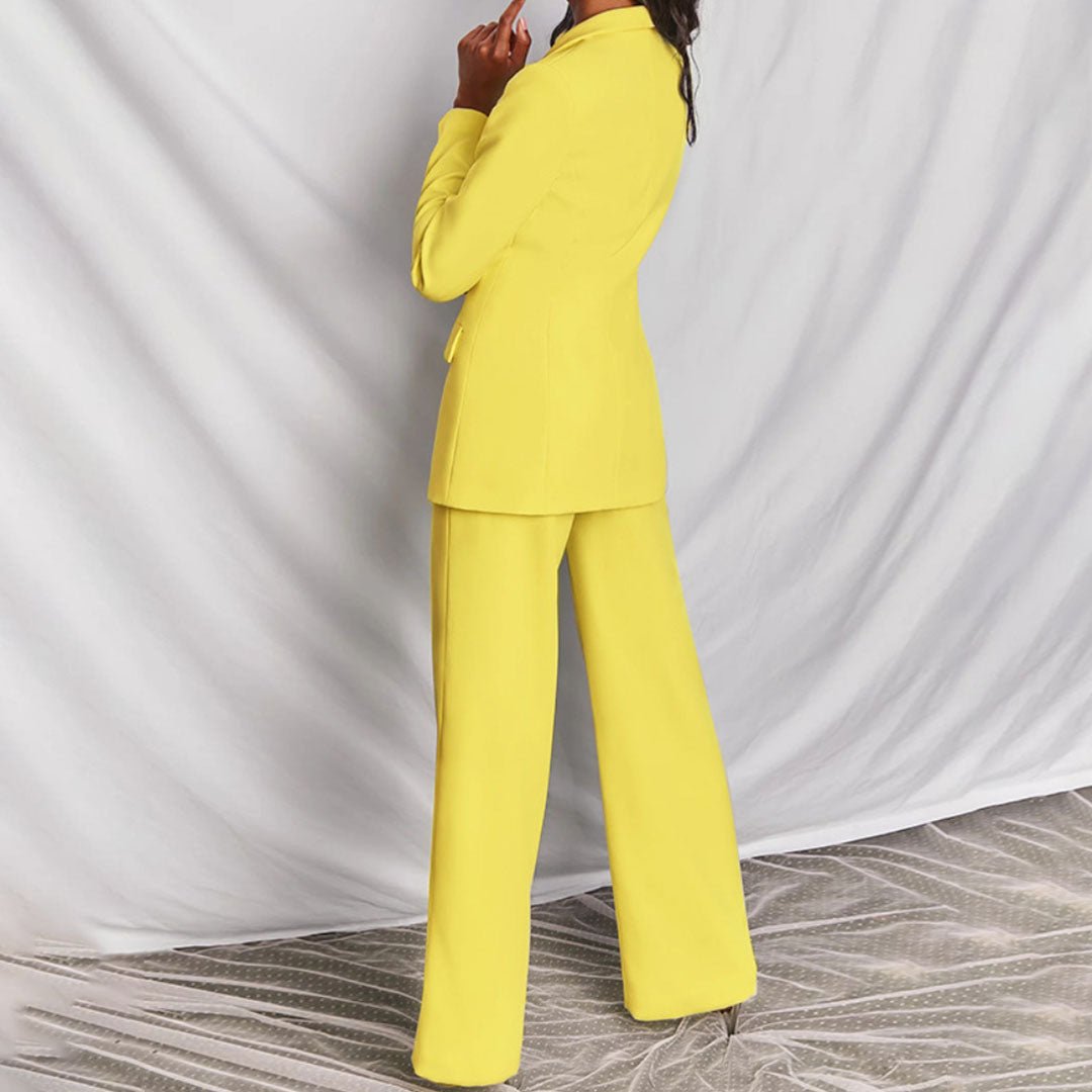 Women's Coordinated Office Evening Blazer Wide-Leg Suit