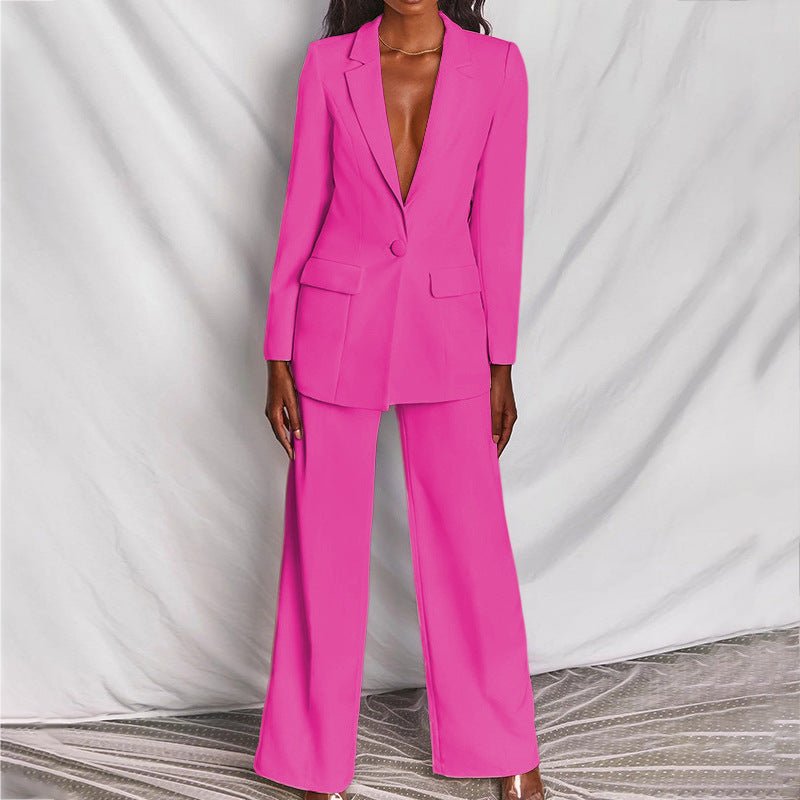 Women's Coordinated Office Evening Blazer Wide-Leg Suit