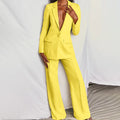 Women's Coordinated Office Evening Blazer Wide-Leg Suit