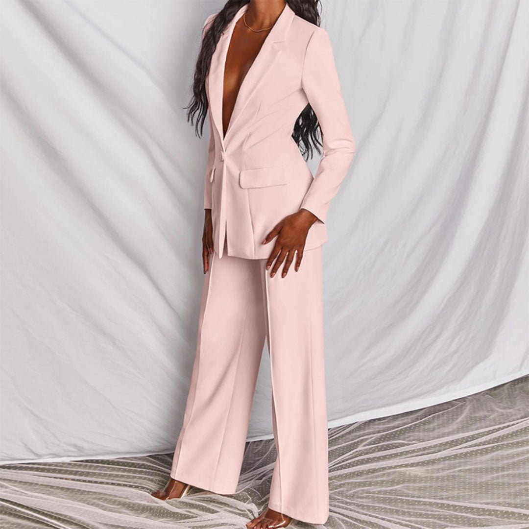 Women's Coordinated Office Evening Blazer Wide-Leg Suit