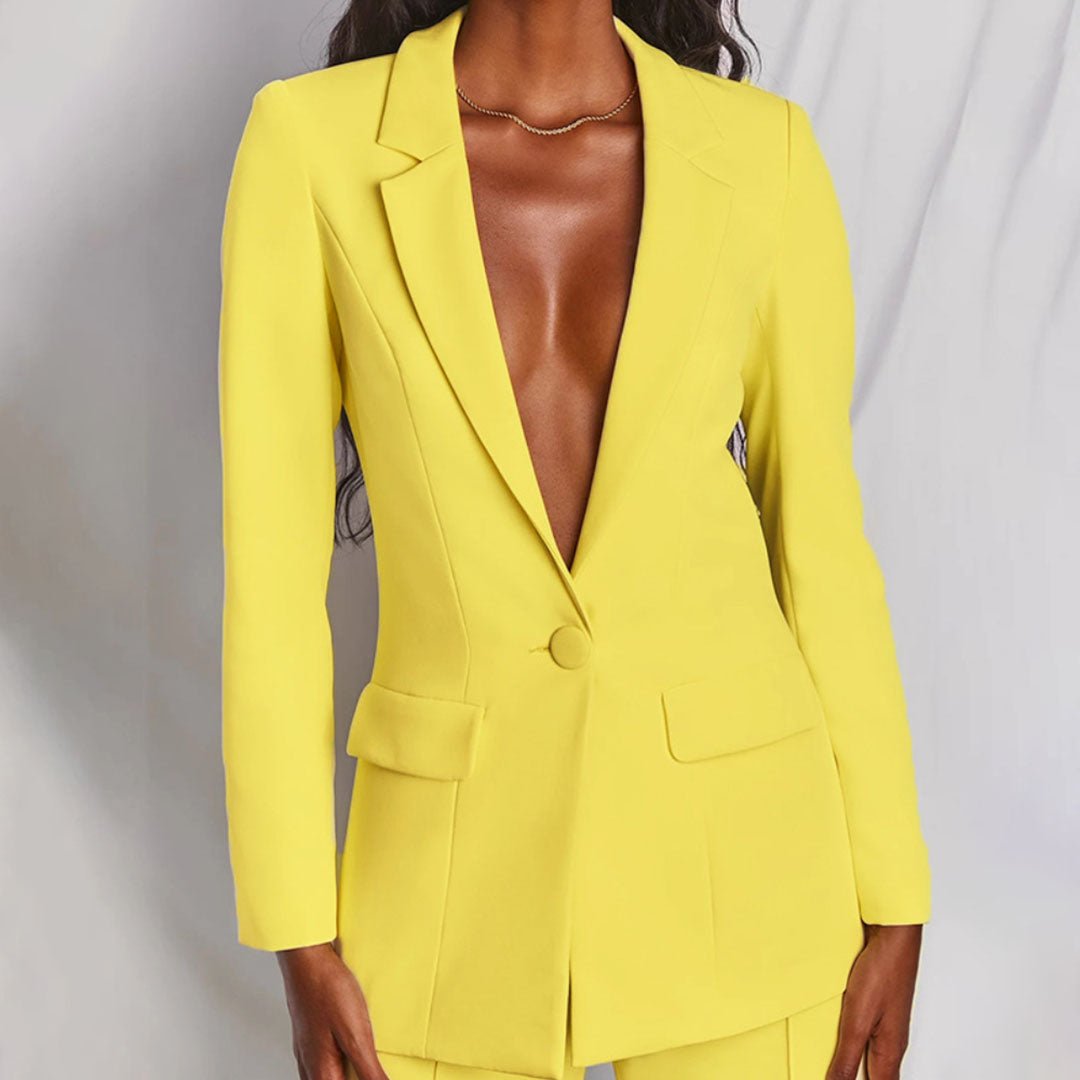 Women's Coordinated Office Evening Blazer Wide-Leg Suit