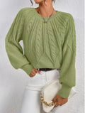 Women's Classic Short Body Crew Cable-Knit Sweater