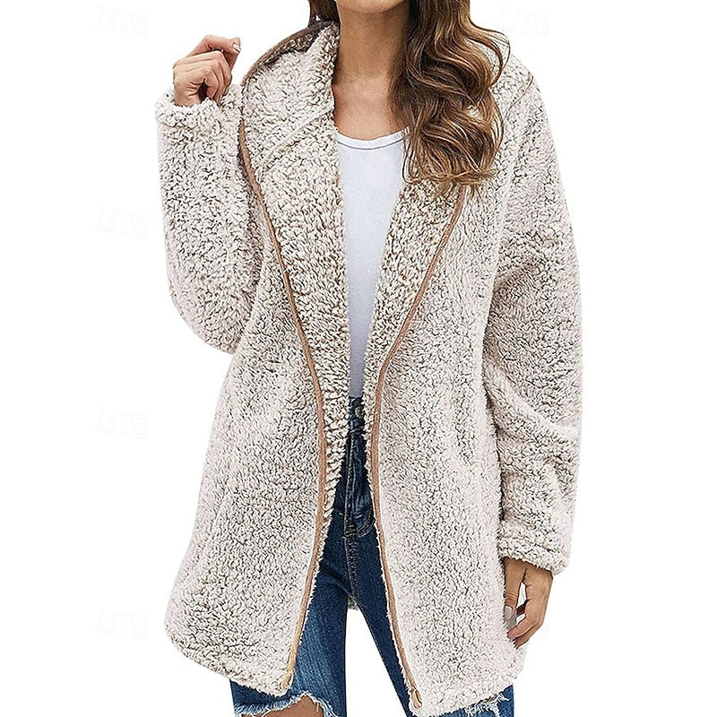 Women's Cozy Zip-Front Jacket with Plush Hood