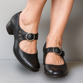 Women's Modest Heel Rounded Toe Strappy Mary Jane Pumps