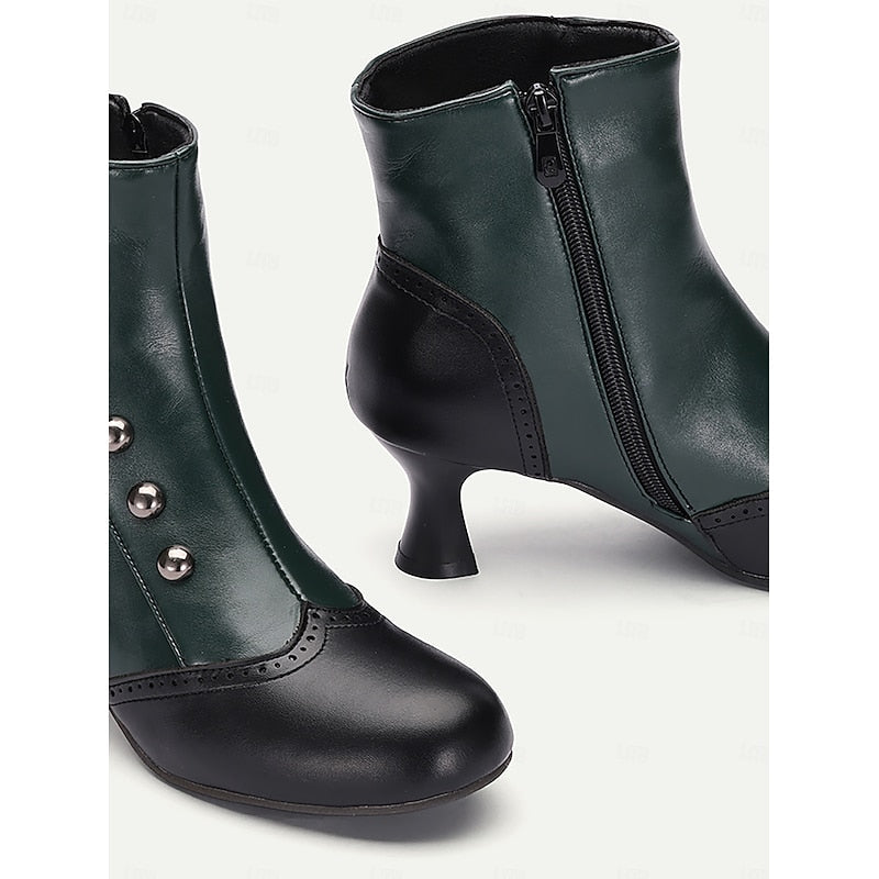 Women's Contrast Finish Small Button Short Boots
