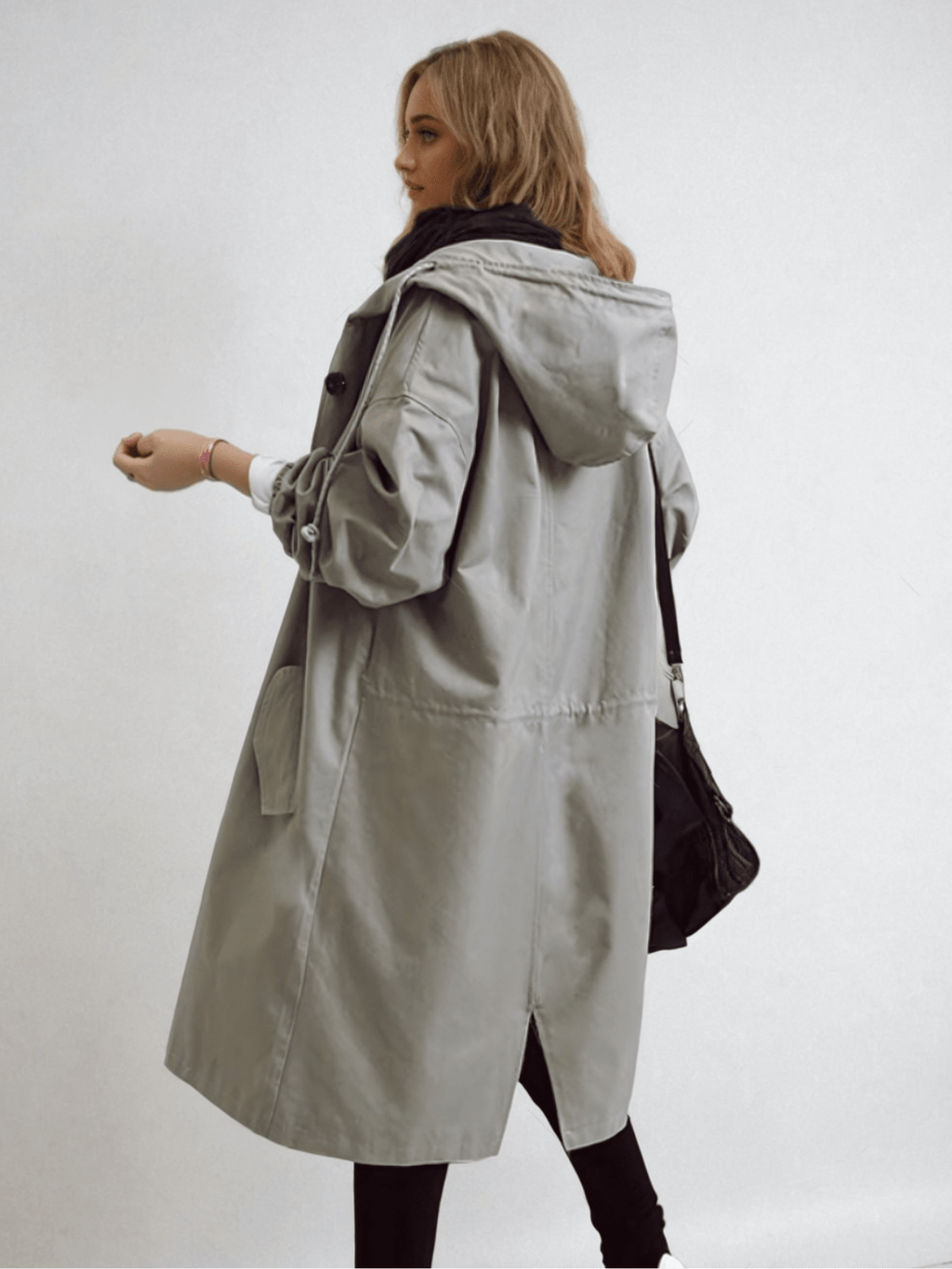 Women's Roomy Classic-Style Trench Coat with Hood