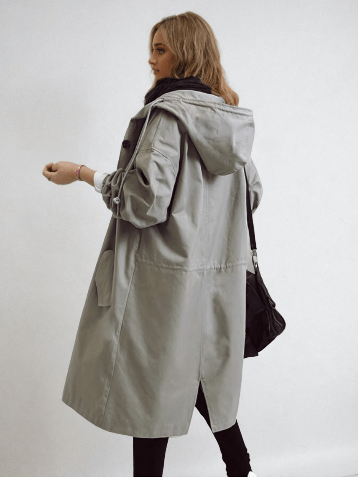 Women's Roomy Classic-Style Trench Coat with Hood