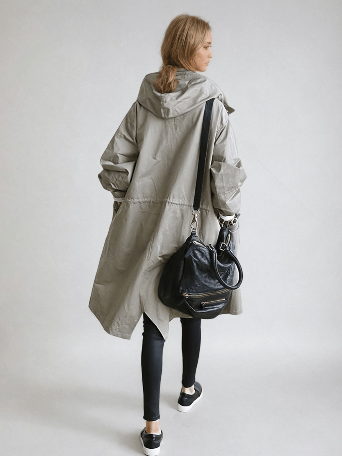 Women's Roomy Classic-Style Trench Coat with Hood
