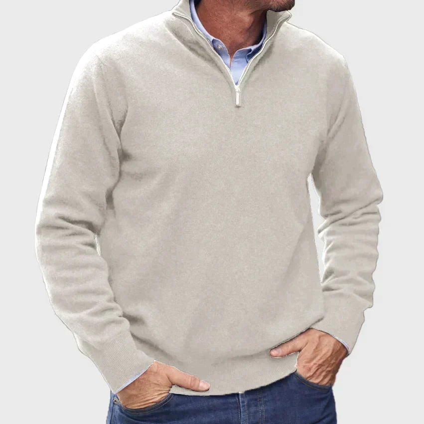 Men's Versatile High Collar Quarter-Zip Sweater Top