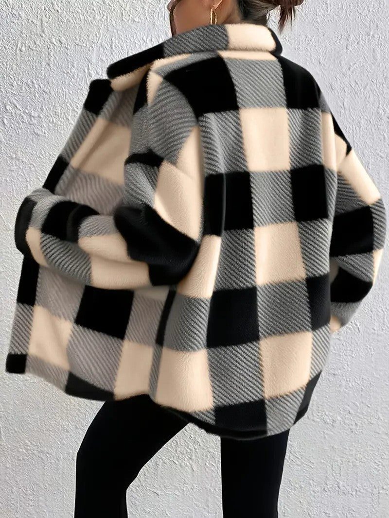 Women's Cozy Roomy Plaid Jacket for Winter Layering