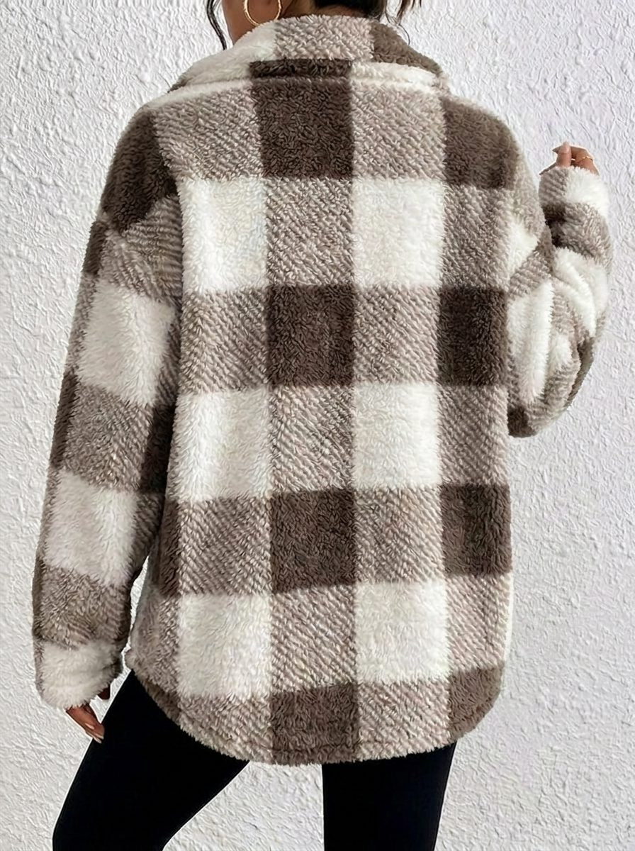 Women's Cozy Roomy Plaid Jacket for Winter Layering