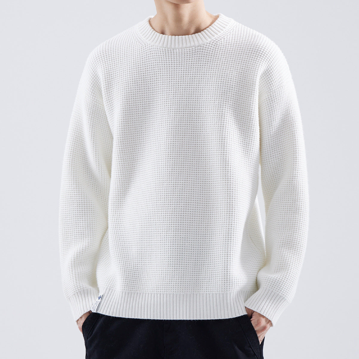 Men's Everyday Layering Crewneck Textured Winter Sweater