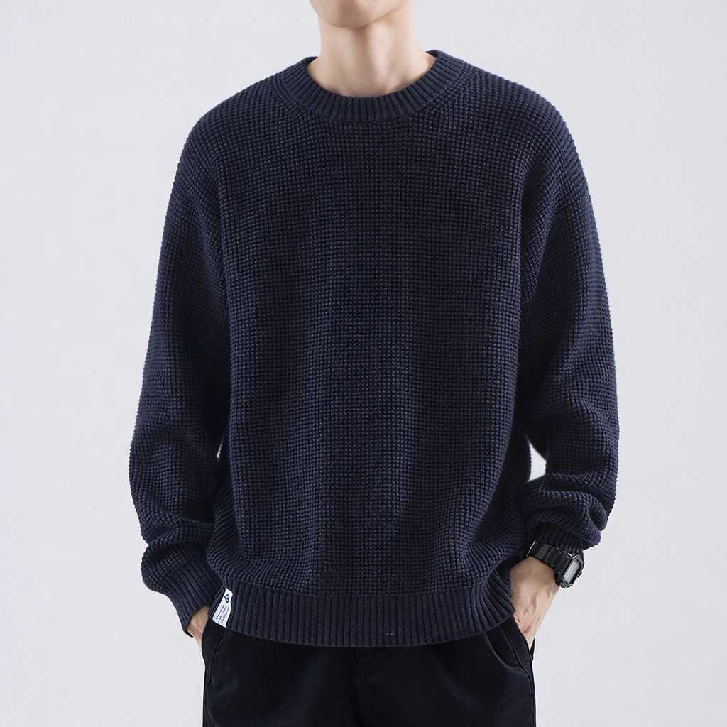 Men's Everyday Layering Crewneck Textured Winter Sweater