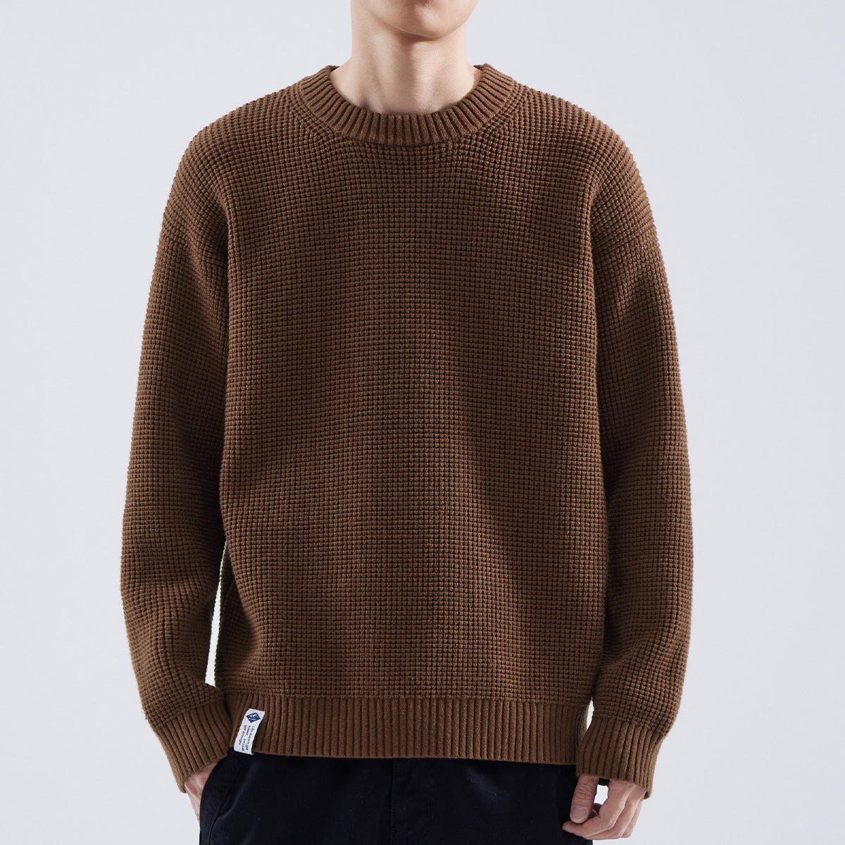 Men's Everyday Layering Crewneck Textured Winter Sweater