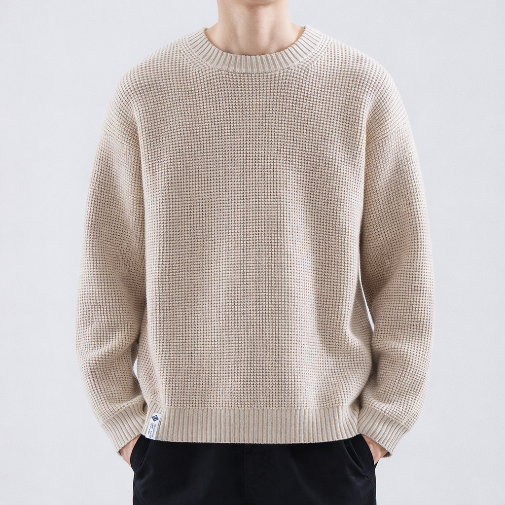 Men's Everyday Layering Crewneck Textured Winter Sweater