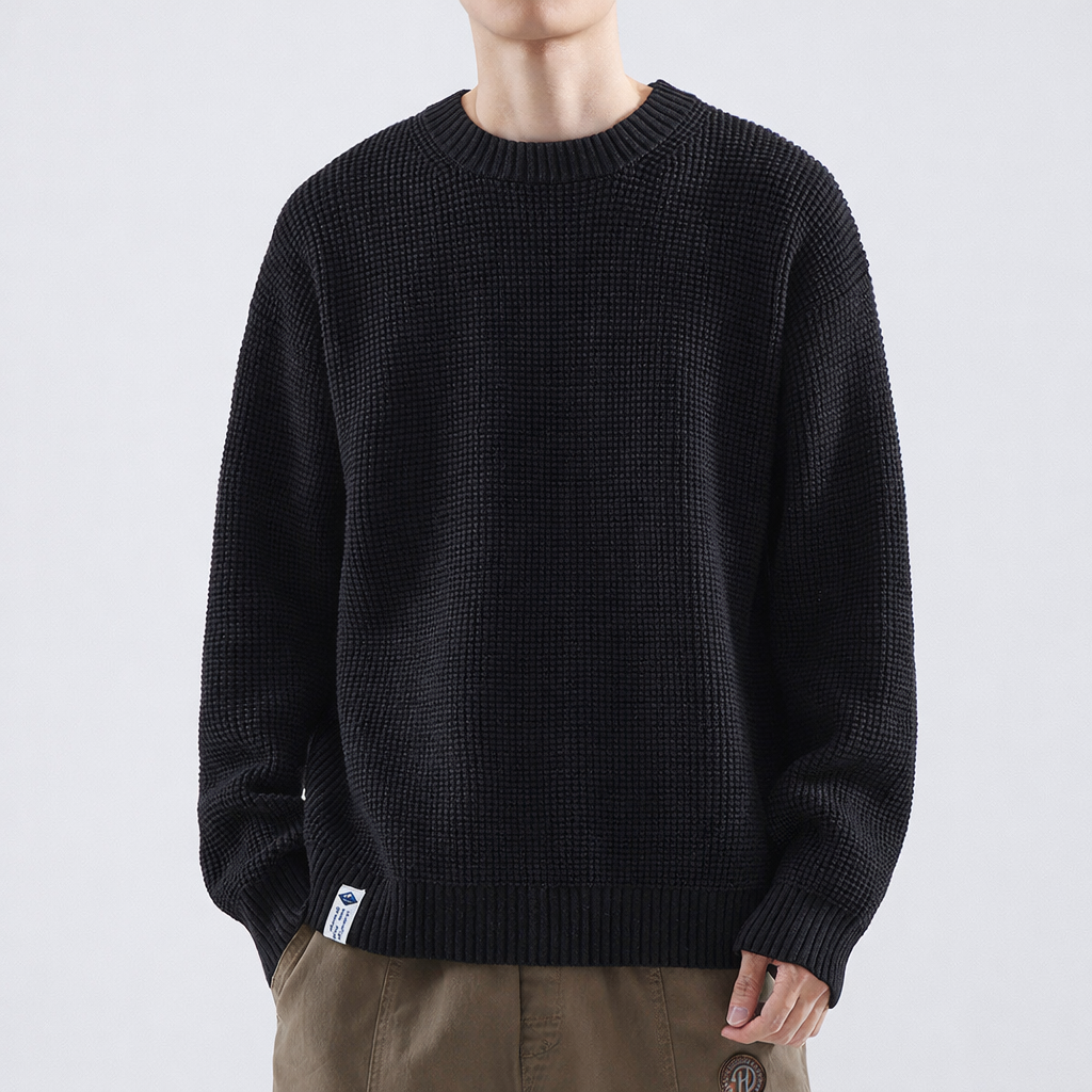 Men's Everyday Layering Crewneck Textured Winter Sweater