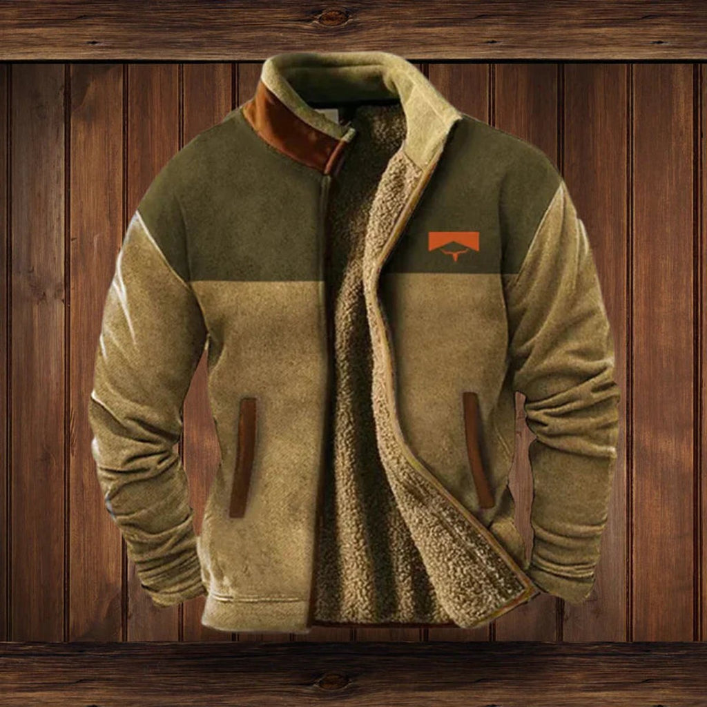 Men's Western Aztec Print Lined Button-Up Knit Jacket