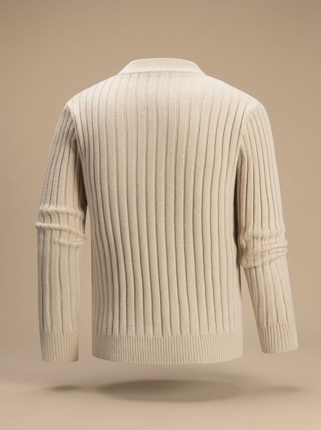 Men's Warm Mock Neck Cotton Blend Cable Sweater