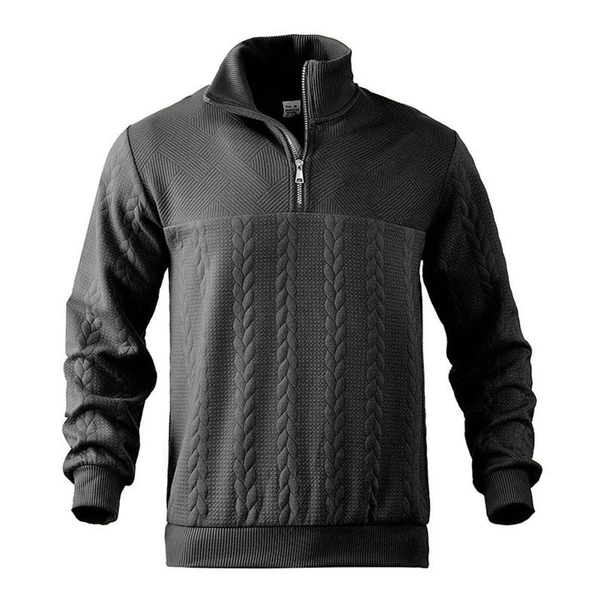 Men's Warm Cable Pattern Quarter Zip Knit Pullover