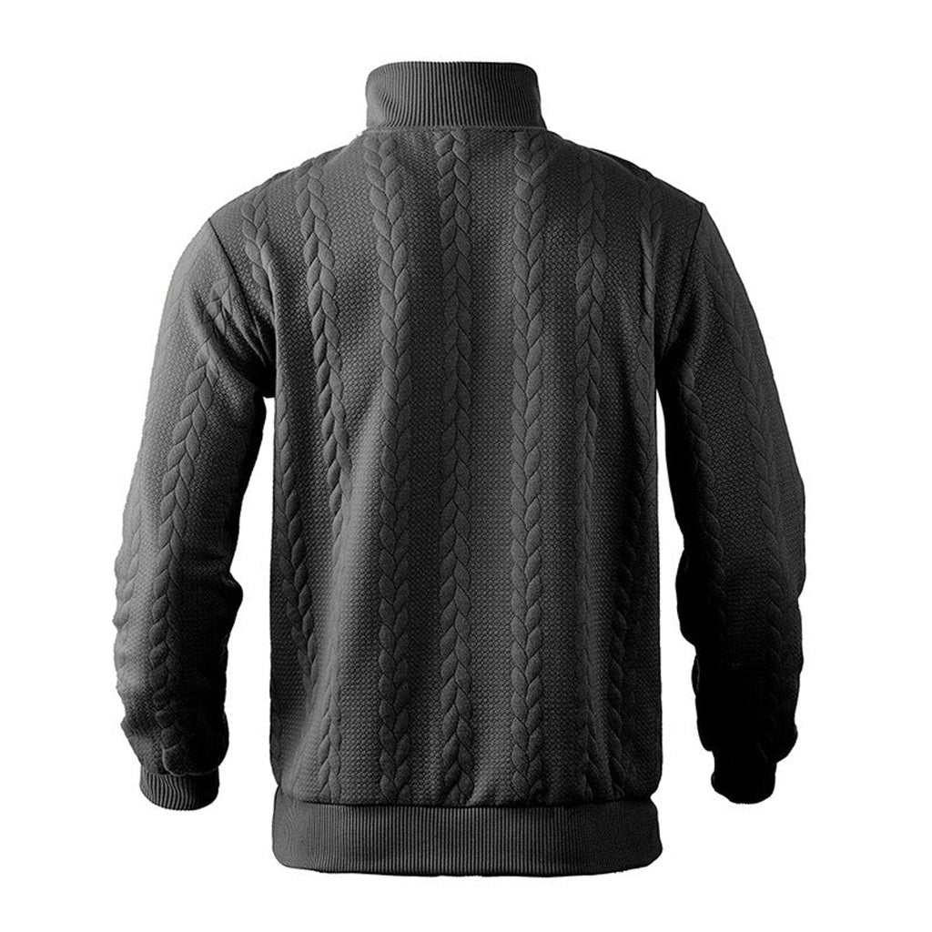 Men's Warm Cable Pattern Quarter Zip Knit Pullover