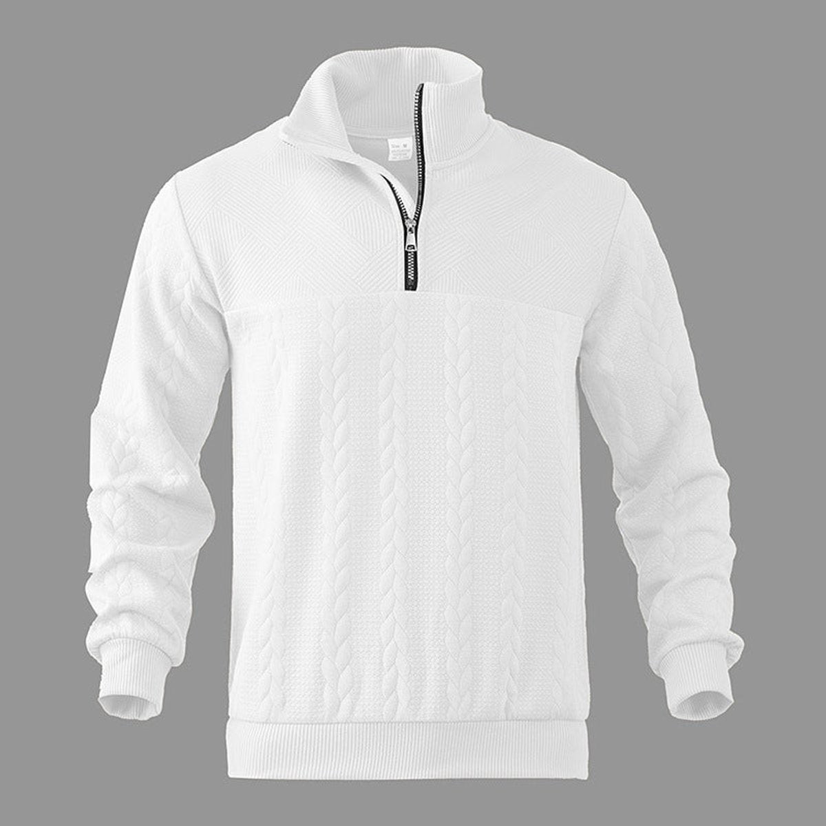 Men's Warm Cable Pattern Quarter Zip Knit Pullover