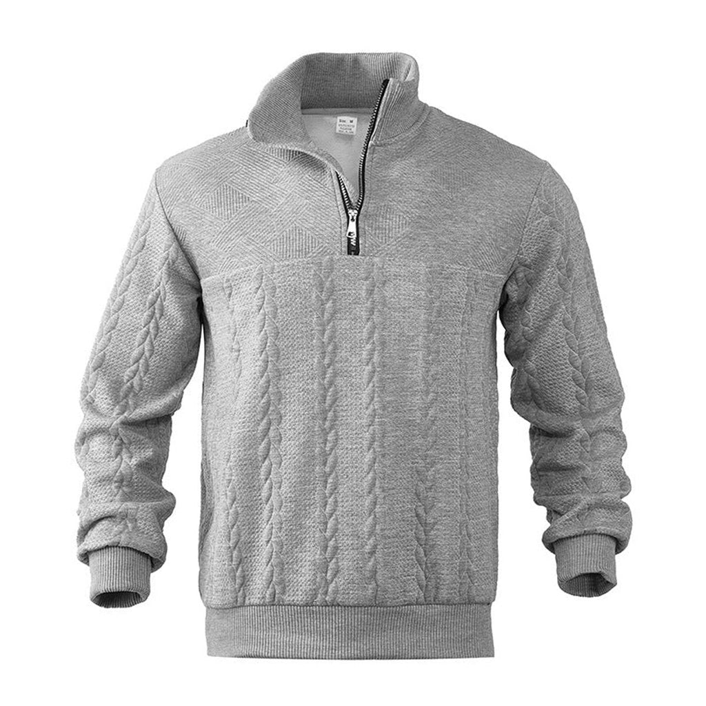 Men's Warm Cable Pattern Quarter Zip Knit Pullover
