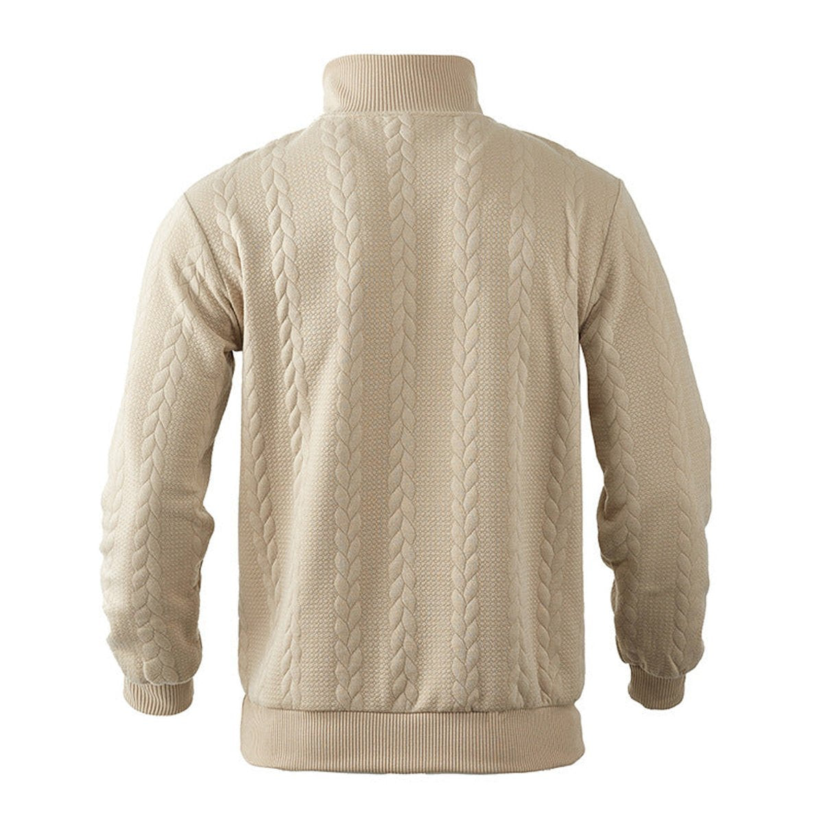 Men's Warm Cable Pattern Quarter Zip Knit Pullover