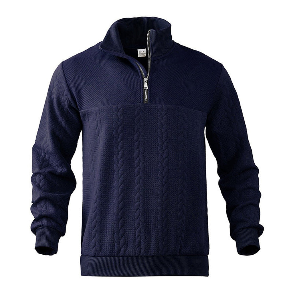 Men's Warm Cable Pattern Quarter Zip Knit Pullover