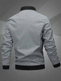 Men's Casual Varsity Collar Zip Bomber Style Jacket
