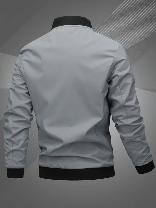 Men's Casual Varsity Collar Zip Bomber Style Jacket