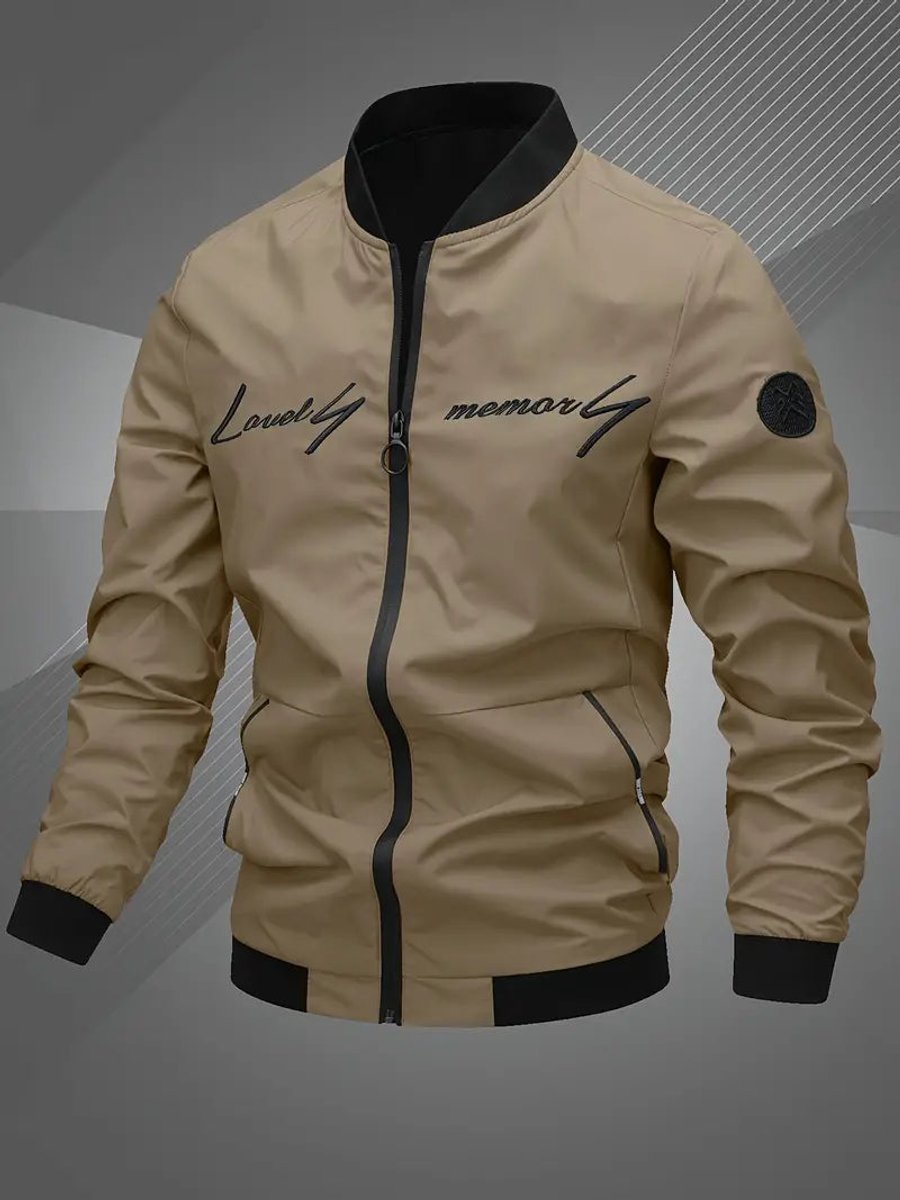 Men's Casual Varsity Collar Zip Bomber Style Jacket
