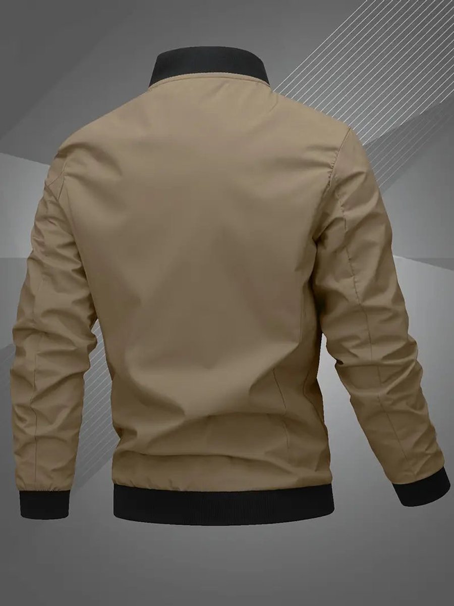 Men's Casual Varsity Collar Zip Bomber Style Jacket