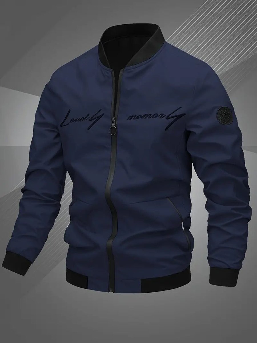 Men's Casual Varsity Collar Zip Bomber Style Jacket