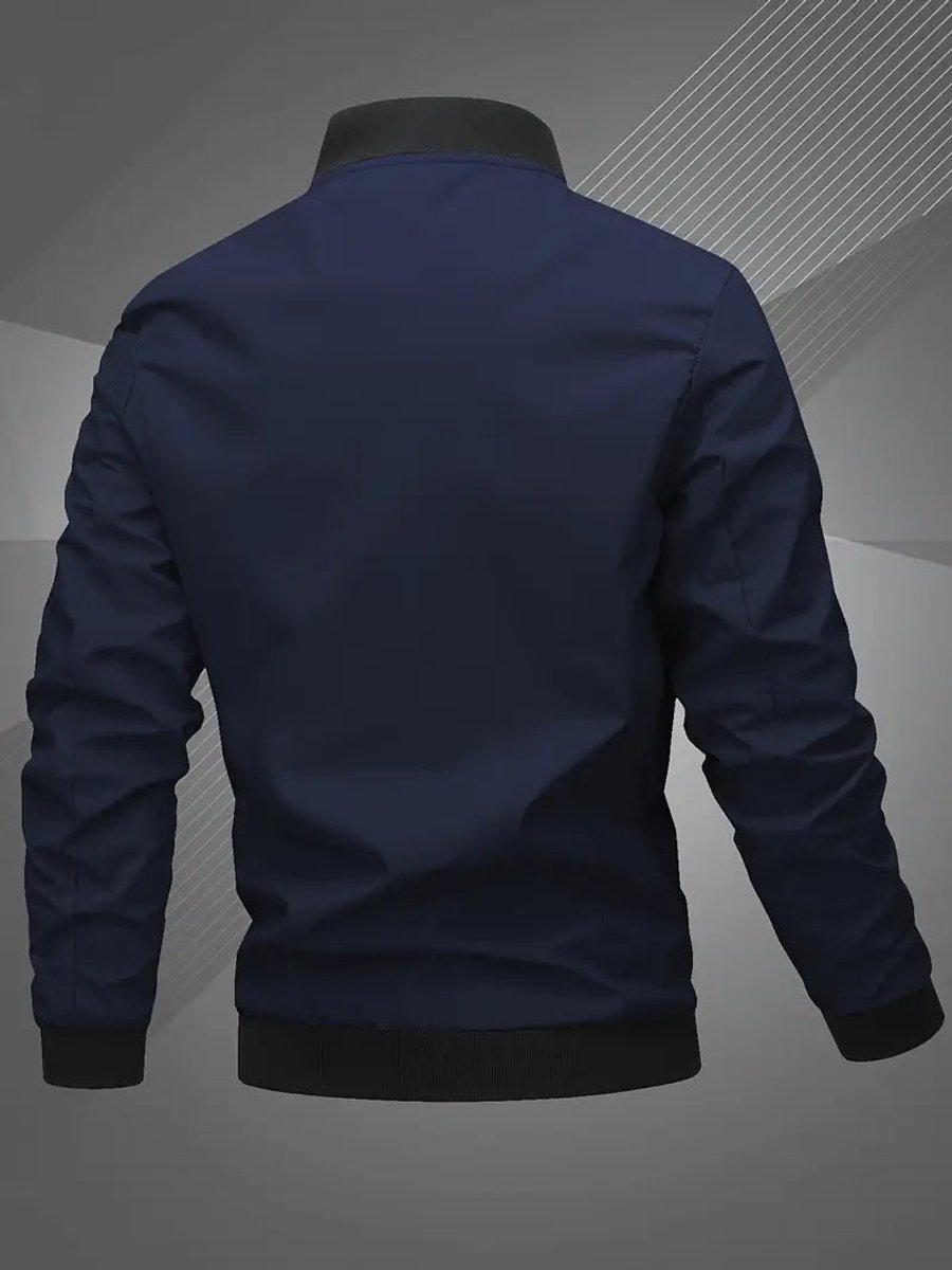 Men's Casual Varsity Collar Zip Bomber Style Jacket