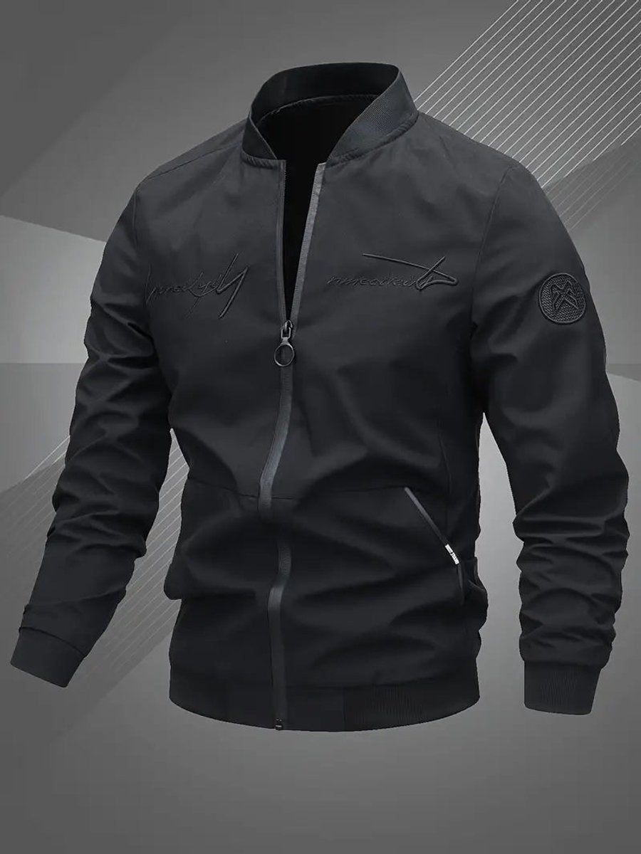 Men's Casual Varsity Collar Zip Bomber Style Jacket