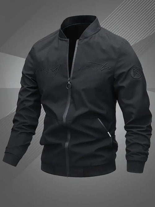 Men's Casual Varsity Collar Zip Bomber Style Jacket