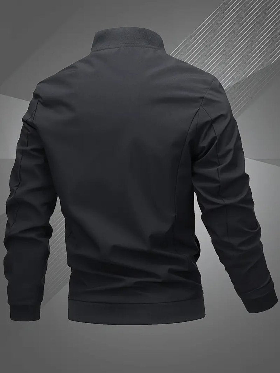 Men's Casual Varsity Collar Zip Bomber Style Jacket