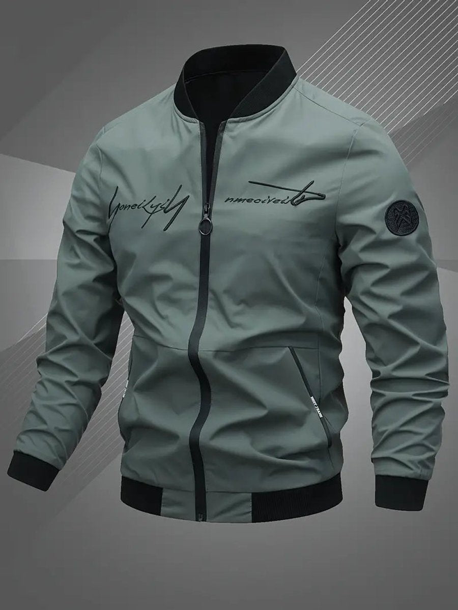 Men's Casual Varsity Collar Zip Bomber Style Jacket