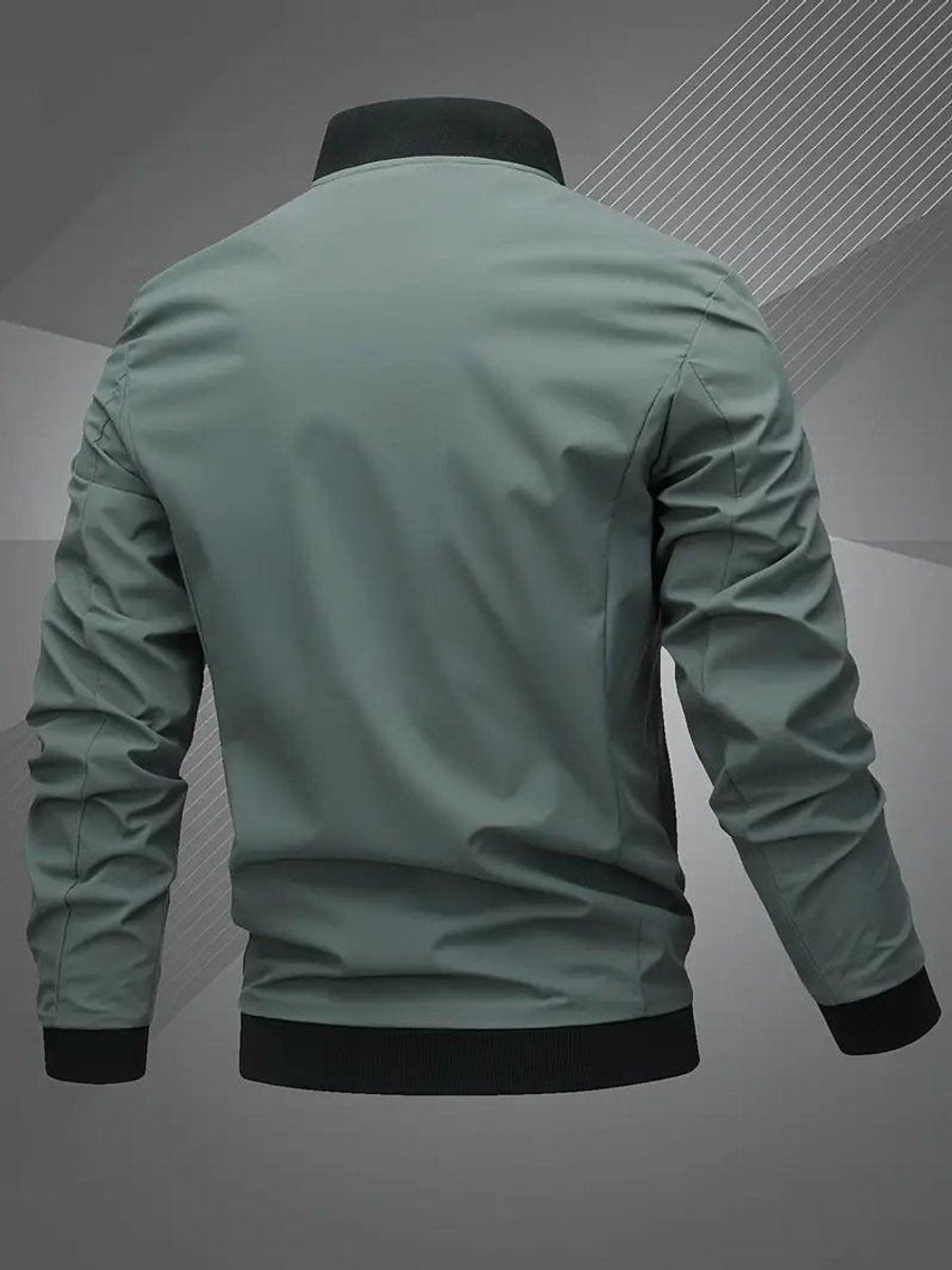 Men's Casual Varsity Collar Zip Bomber Style Jacket