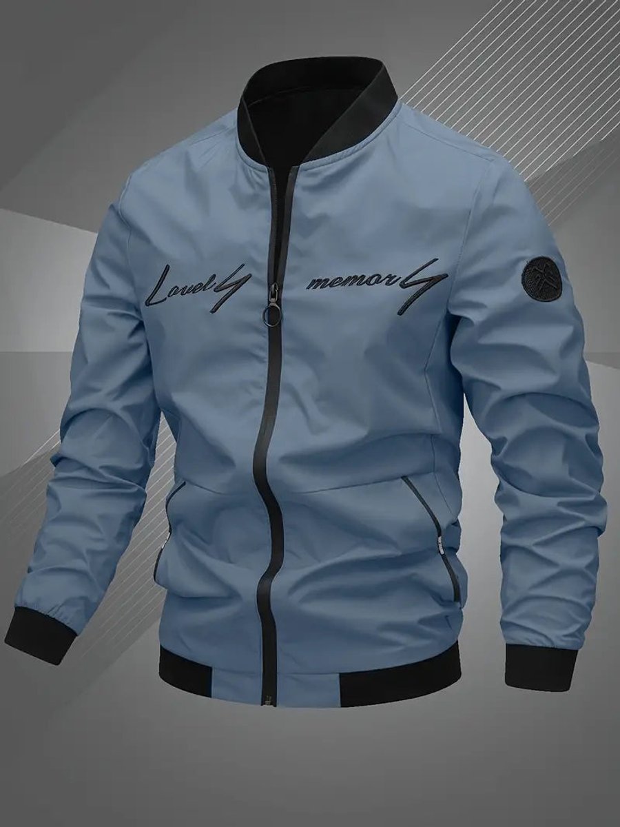 Men's Casual Varsity Collar Zip Bomber Style Jacket
