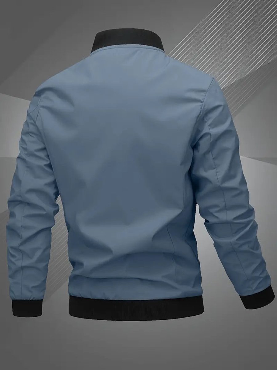 Men's Casual Varsity Collar Zip Bomber Style Jacket
