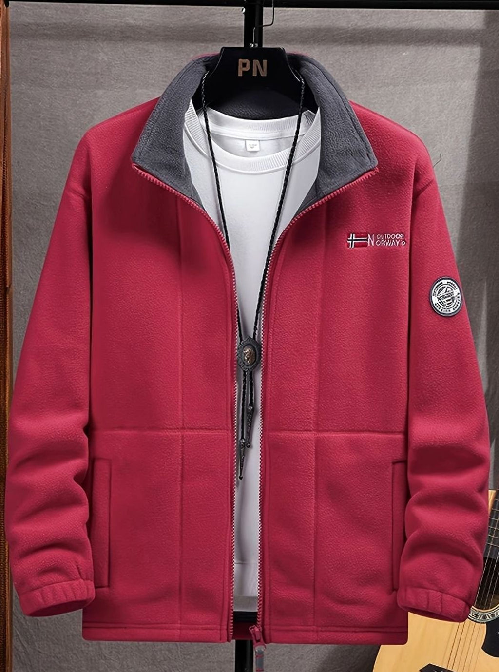 Men's Soft Fleece Full Zip Jacket with Tall Collar
