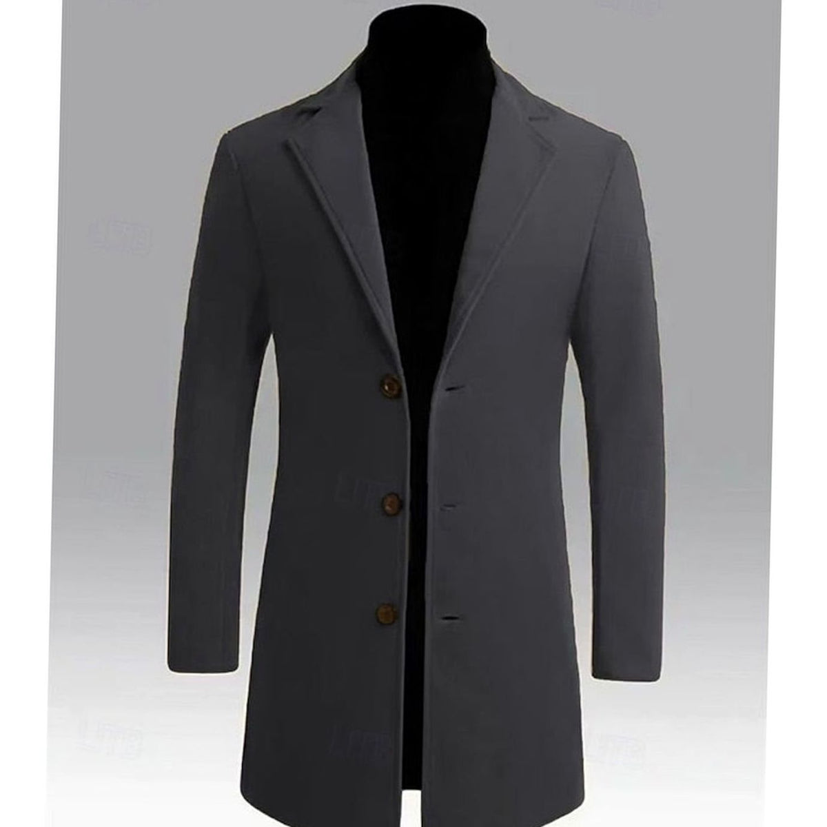 Men's Timeless Wool Overcoat with Single-Breasted Front
