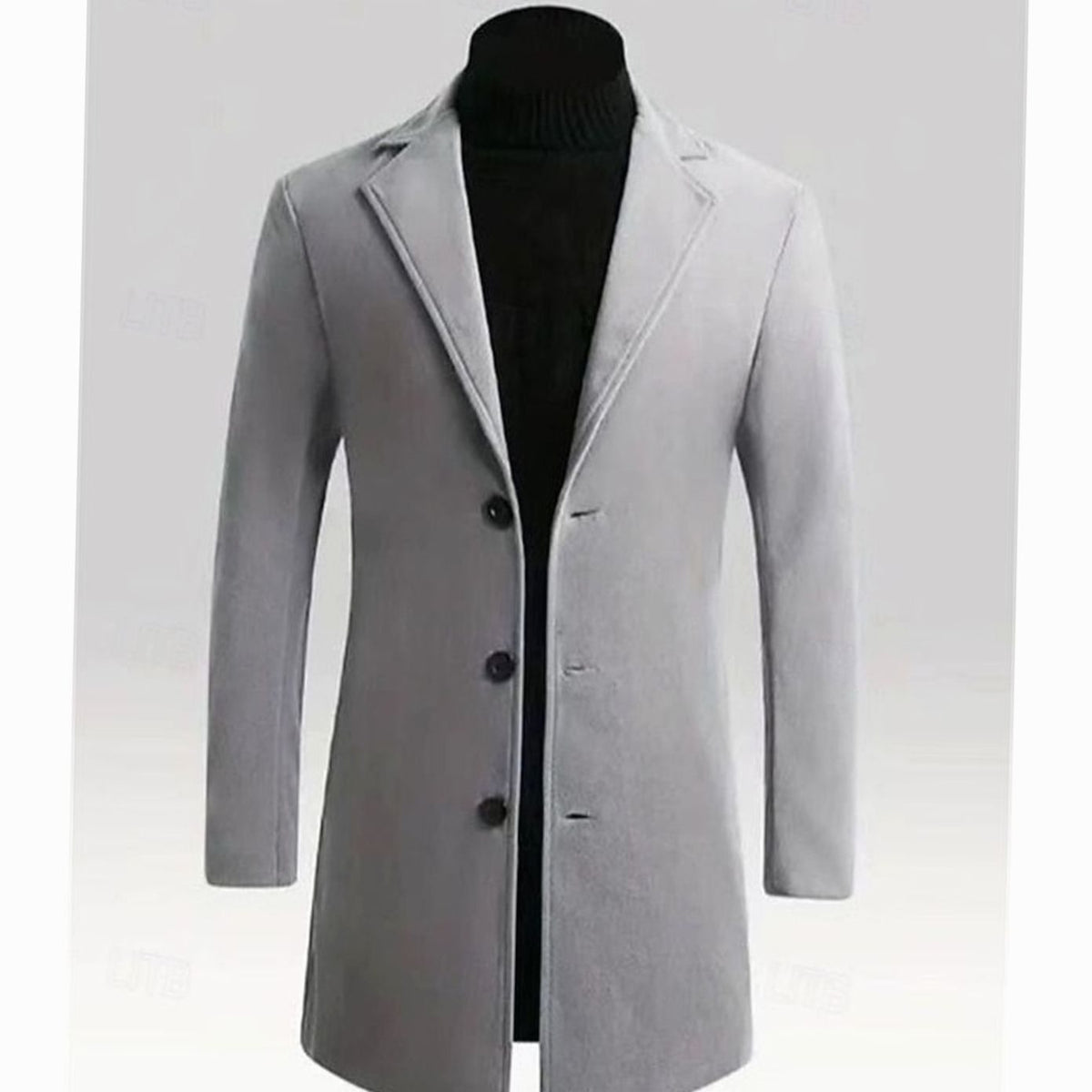 Men's Timeless Wool Overcoat with Single-Breasted Front