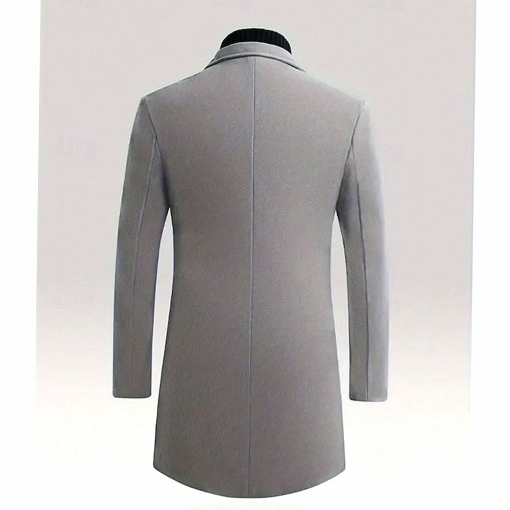 Men's Timeless Wool Overcoat with Single-Breasted Front
